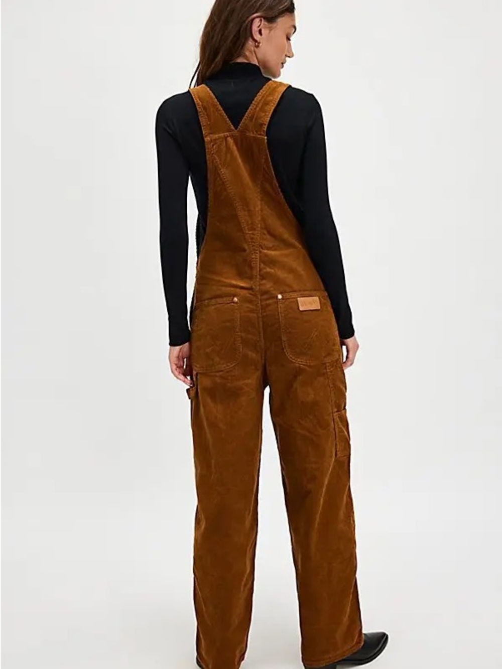 Wrangler Straight Leg Bib Cord Overalls in Warm Brown - Picture 3 of 11